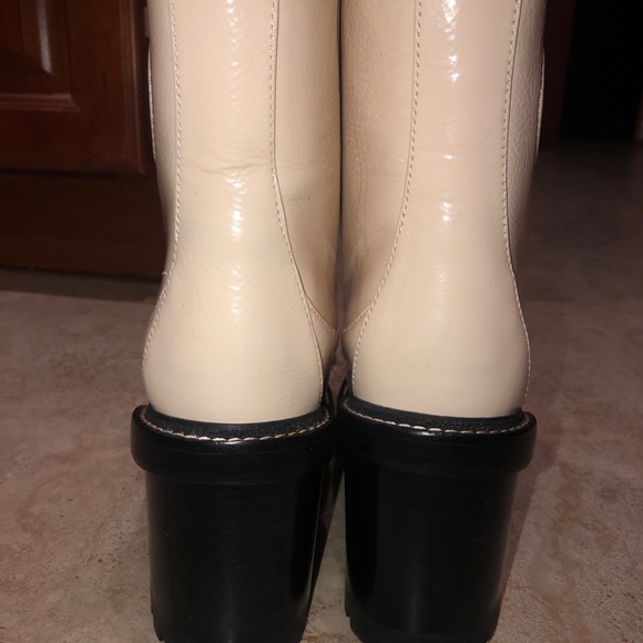 Tory Burch Miller 95mm Shearling Lug Sole Bootie Boots SPAIN Brie Leather Sz 9.5 - Picture 5 of 6